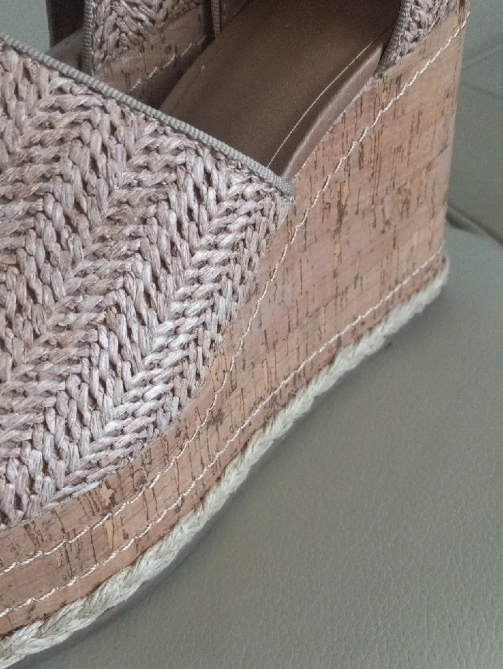 Universal Thread Tan Braided Espadrille Wedge Sandals with Ankle Buckle Size 11